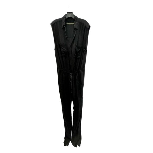 ENZA COSTA Black Sleeveless Challis Utility Drawstring Waist Jumpsuit - Size M - Picture 5 of 15
